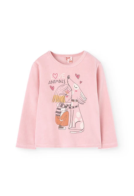 Velvet pyjamas for girls in pink