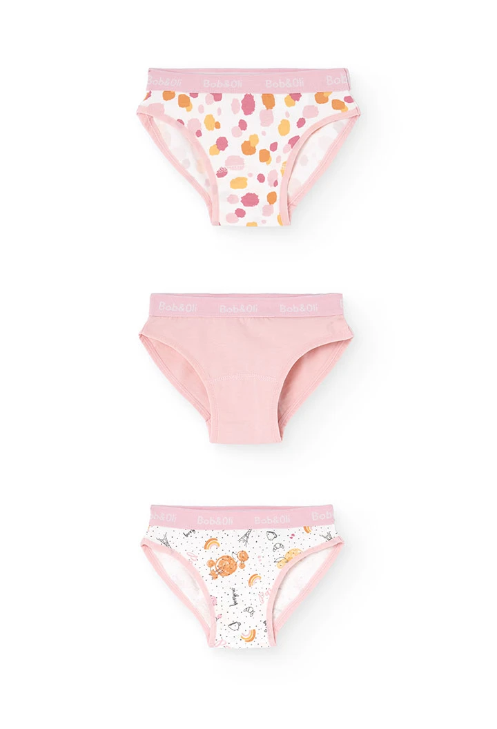 Pack of three pink knickers for girls