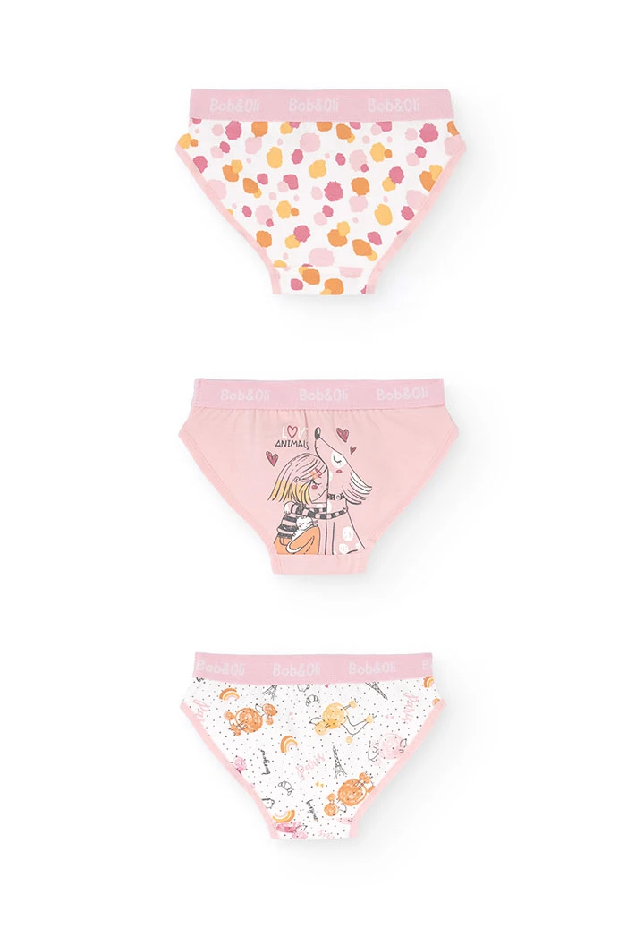 Pack of three pink knickers for girls