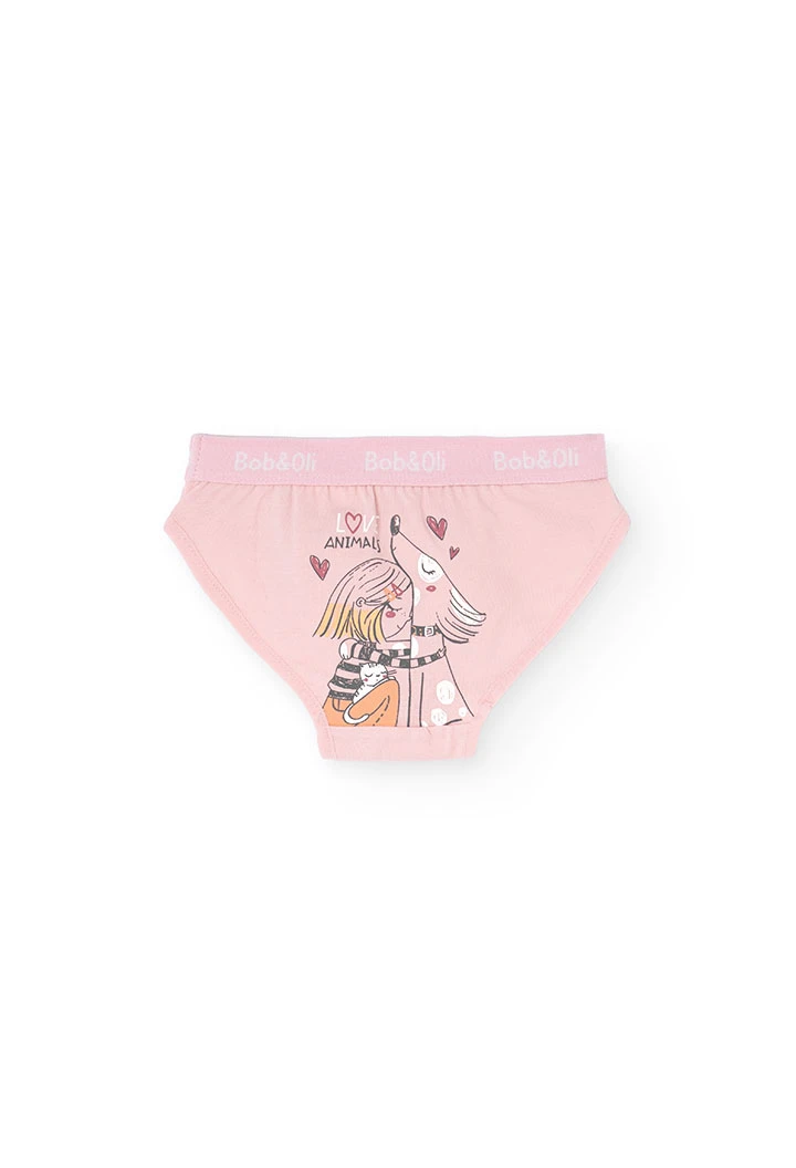 Pack of three pink knickers for girls