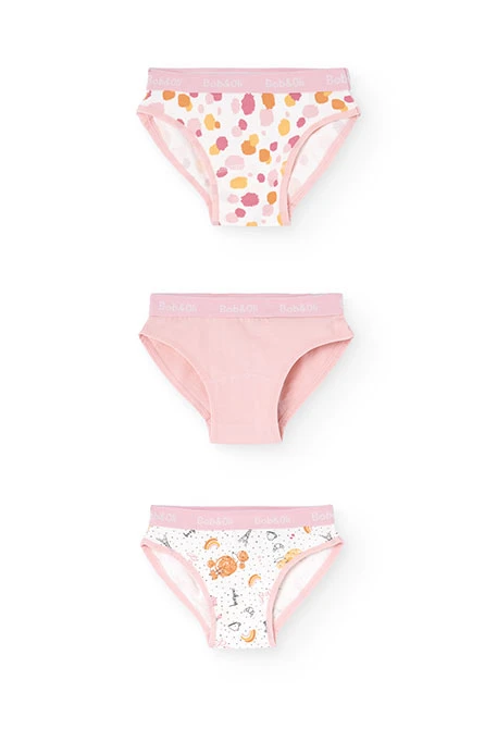 Lot de trois culottes pour fille en rose