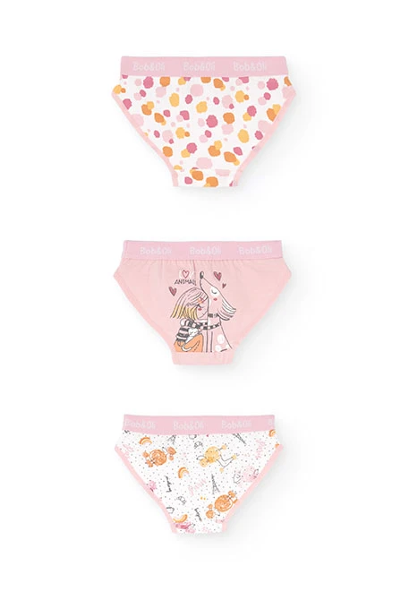 Pack of three pink knickers for girls