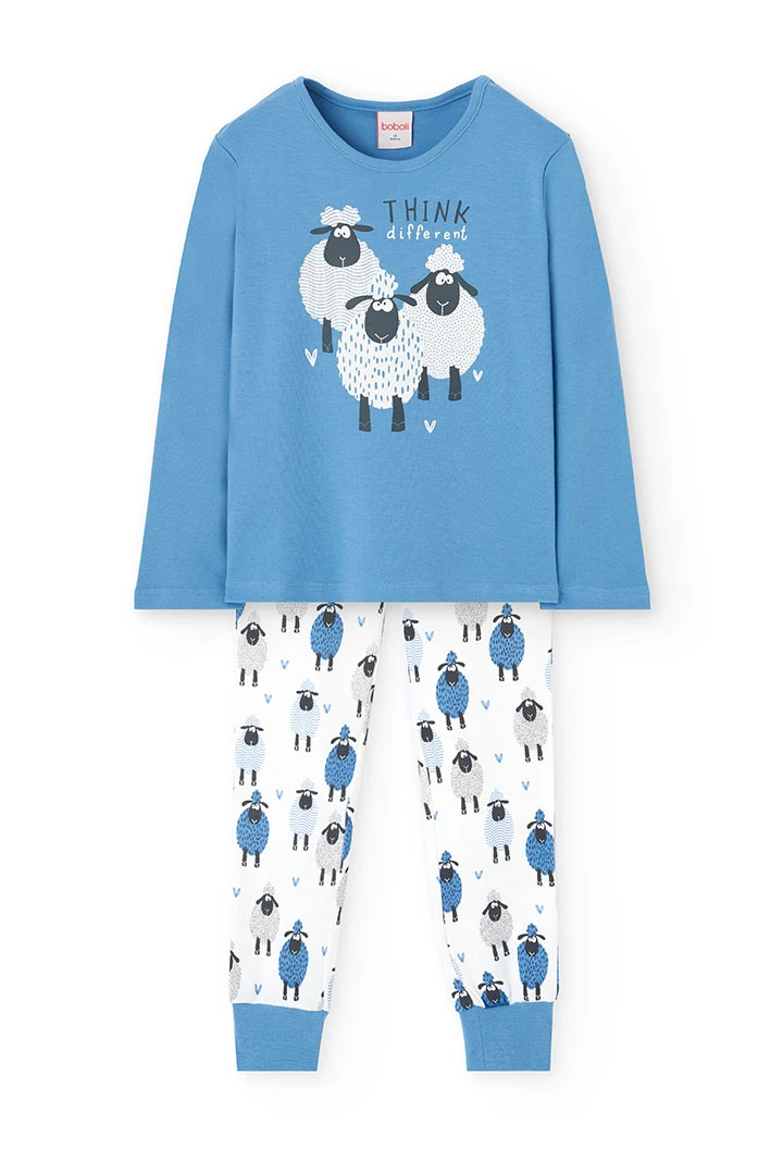 Pijama de terciopelo para niña en azul