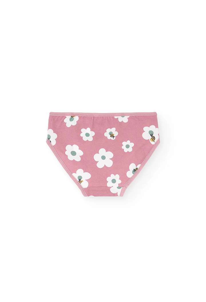 Pack de três cuecas para menina com estampado de flores