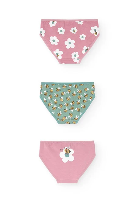 Pack of three floral print knickers for girls