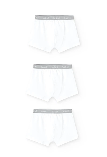 Pack de 3 boxers pour garçon en blanc