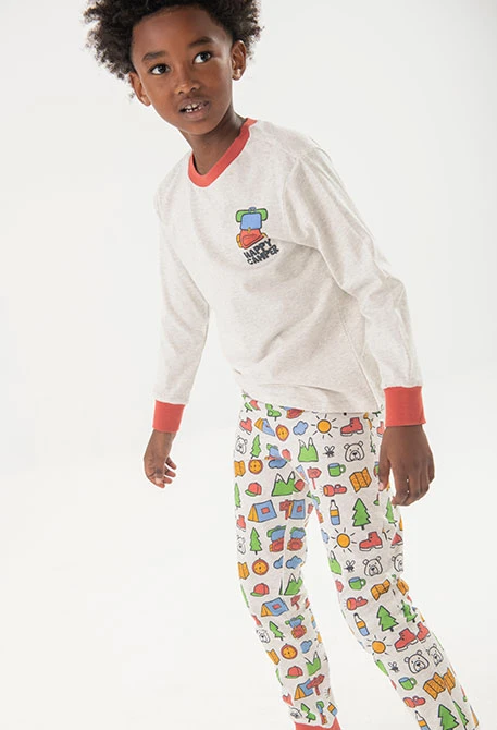 Knit pyjamas for boys with print