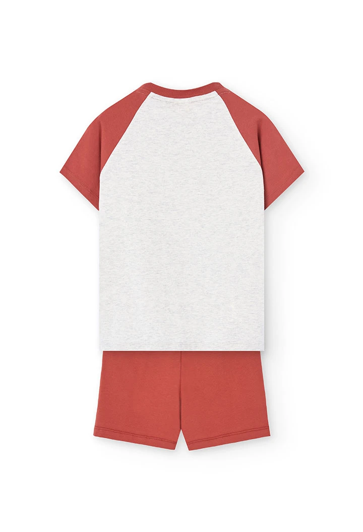 Pigiama corto in maglia per bambino di colore arancione