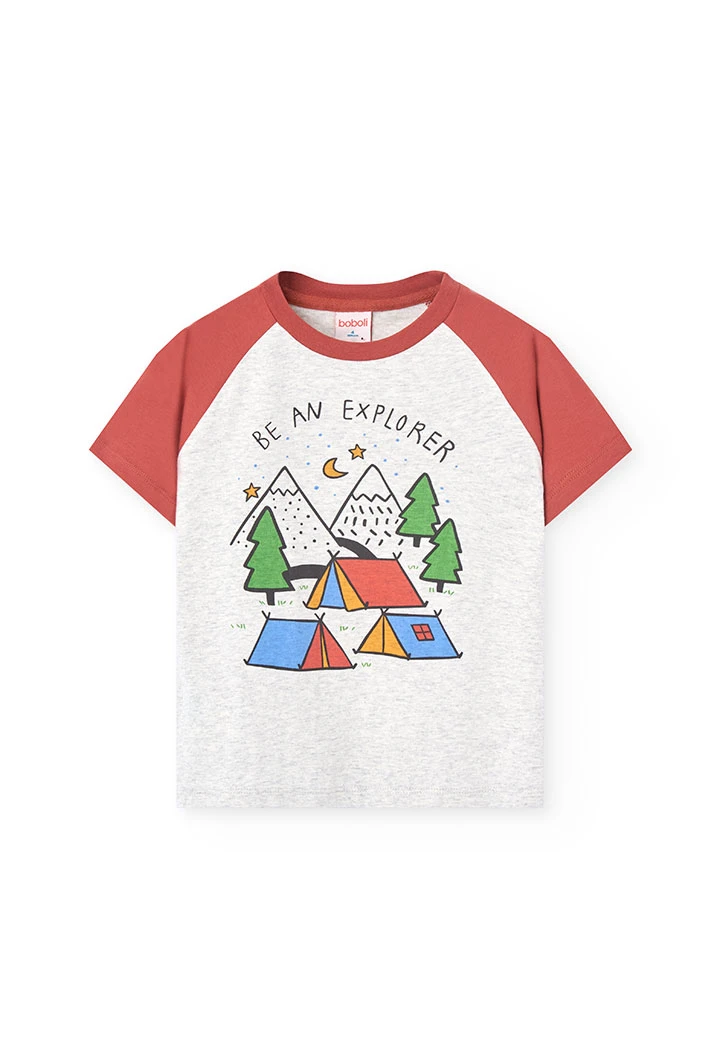 Pigiama corto in maglia per bambino di colore arancione