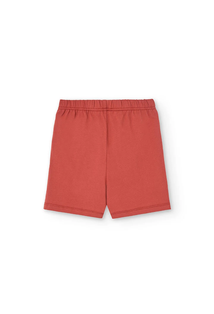 Pigiama corto in maglia per bambino di colore arancione
