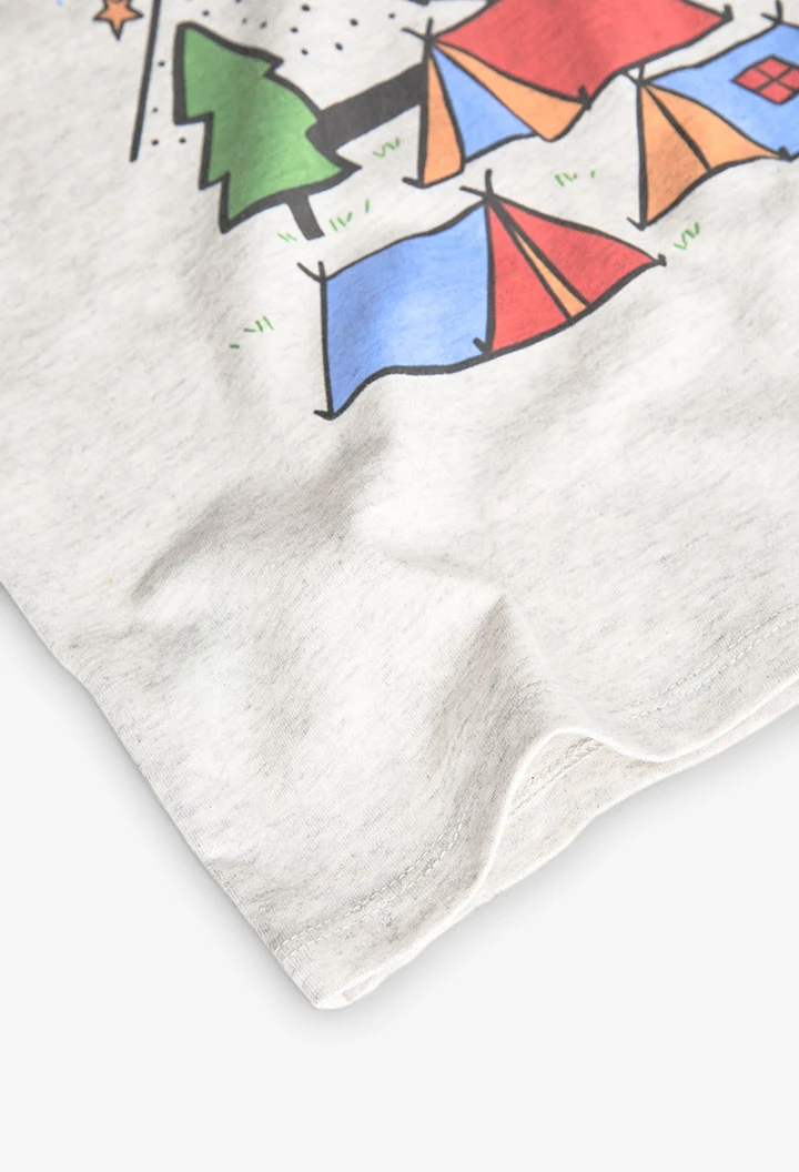 Pigiama corto in maglia per bambino di colore arancione