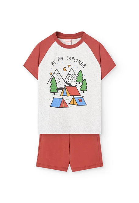 Pigiama corto in maglia per bambino di colore arancione