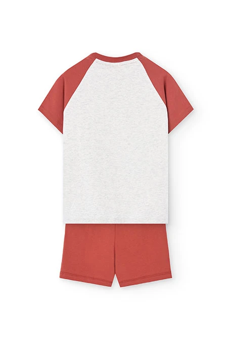 Short knit pyjamas for boy in orange colour