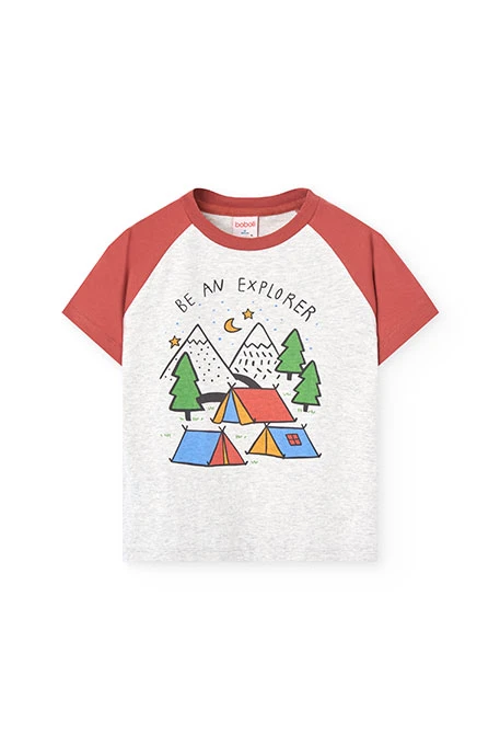 Short knit pyjamas for boy in orange colour
