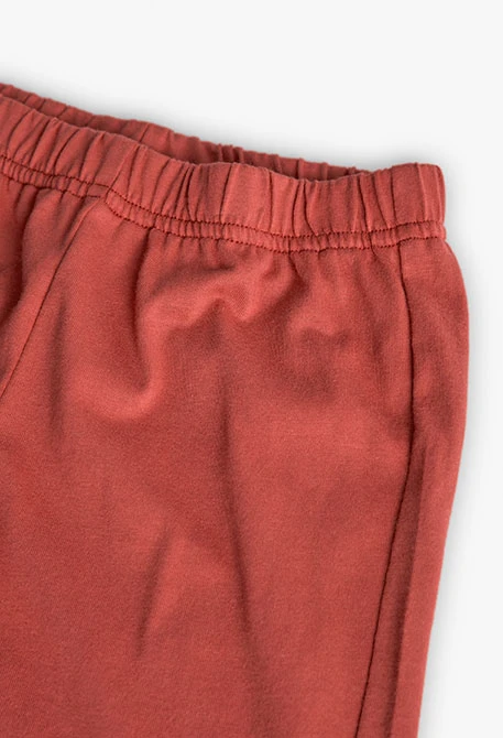 Short knit pyjamas for boy in orange colour