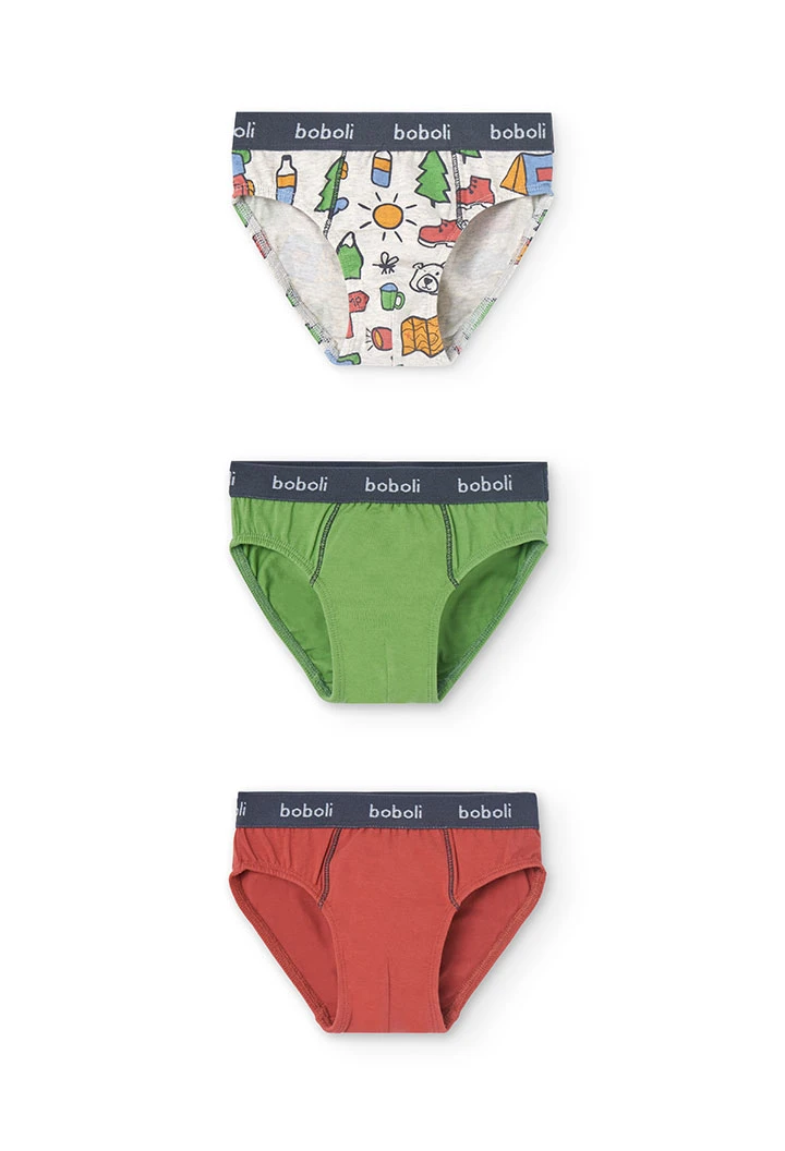 Pack of 3 knitted briefs for boys in orange colour