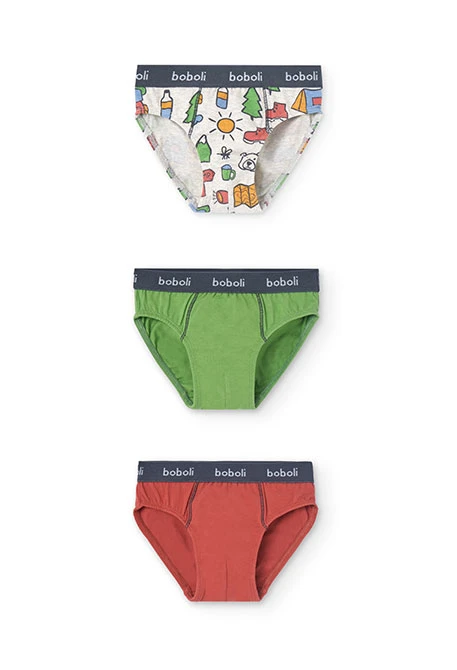 Pacco di 3 slip in maglia per bambino di colore arancione.