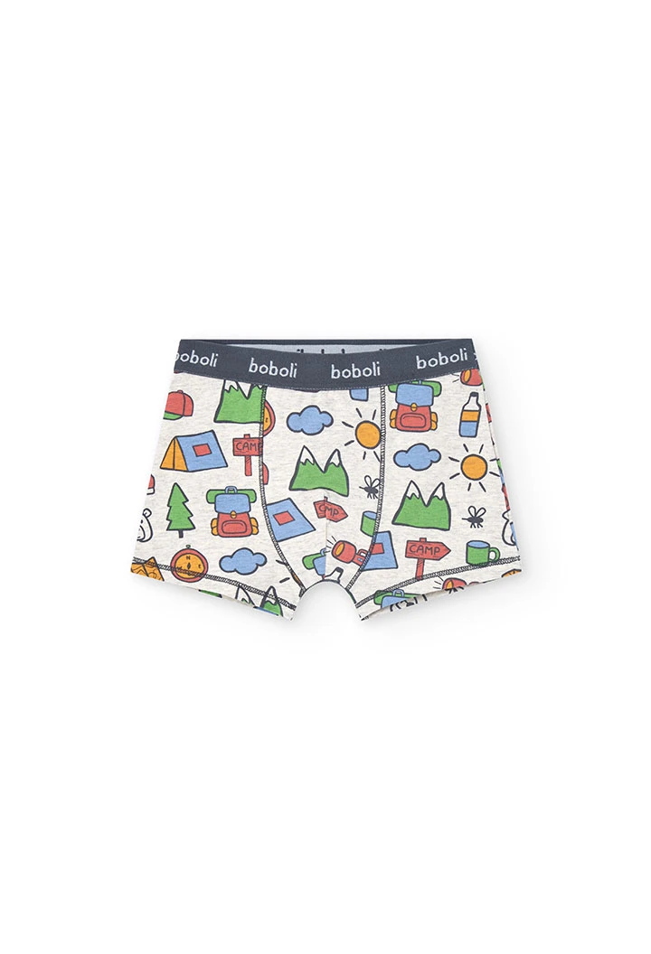 Confezione da 3 boxer in maglia per bambino con stampa in colore rosso, blu e altri colori.