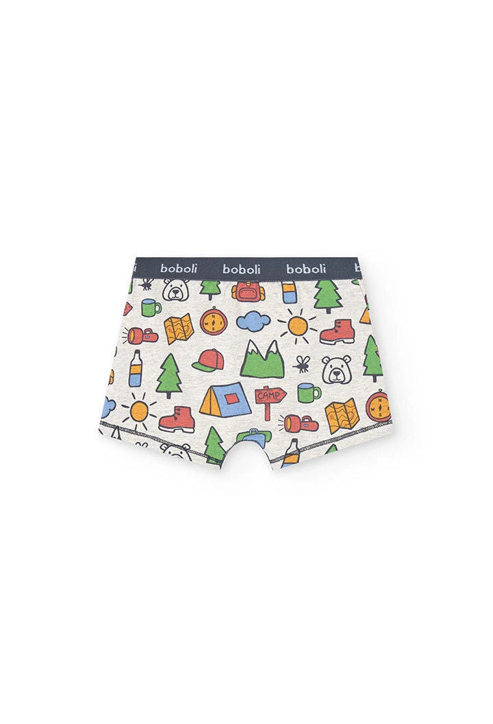 Confezione da 3 boxer in maglia per bambino con stampa in colore rosso, blu e altri colori.