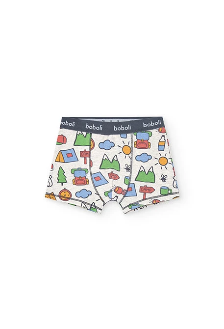 Lot de 3 boxers en jersey pour garçon avec imprimé en rouge, bleu et autres couleurs.