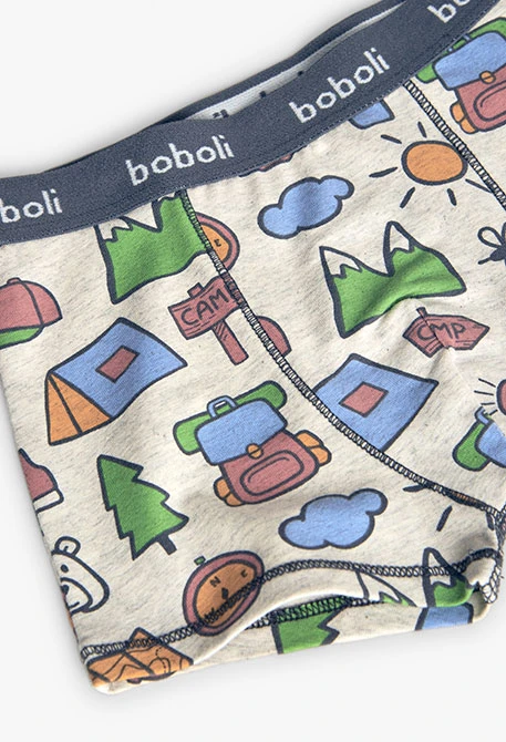 Lot de 3 boxers en jersey pour garçon avec imprimé en rouge, bleu et autres couleurs.