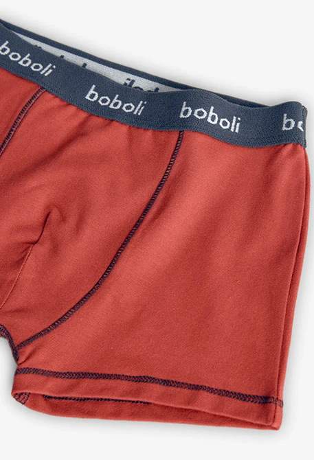 Lot de 3 boxers en jersey pour garçon avec imprimé en rouge, bleu et autres couleurs.