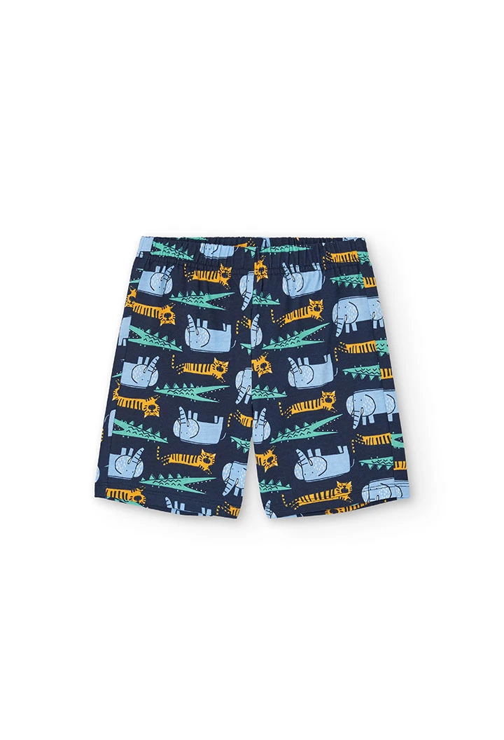 Children\'s knit pyjamas with animal print in blue