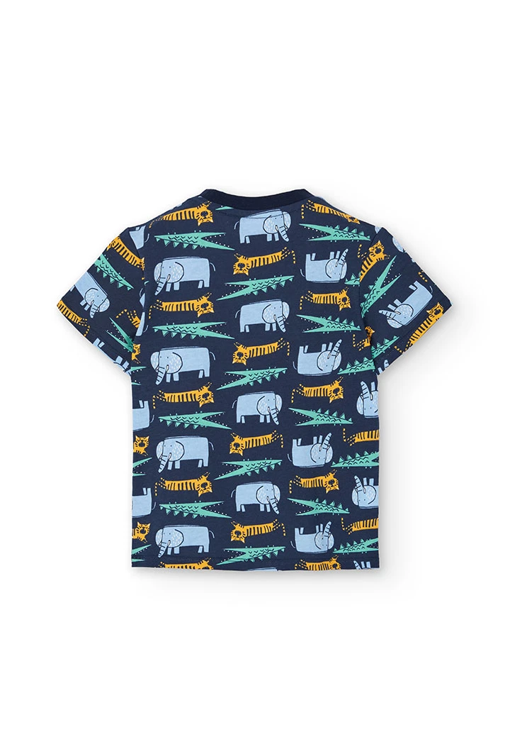 Children\'s knit pyjamas with animal print in blue