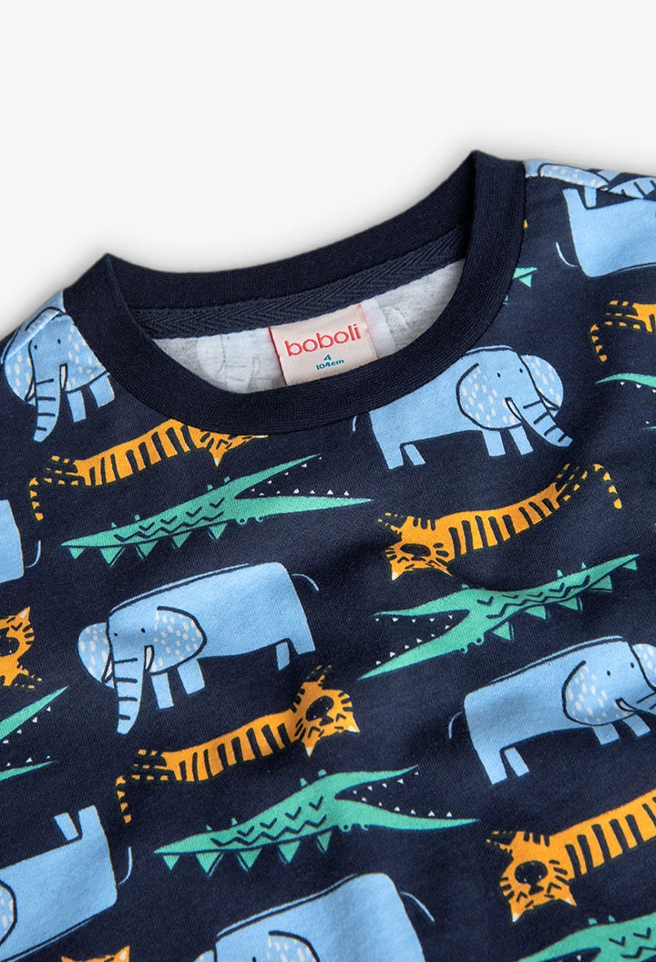 Children\'s knit pyjamas with animal print in blue