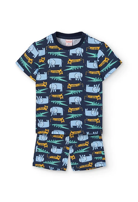 Children\'s knit pyjamas with animal print in blue