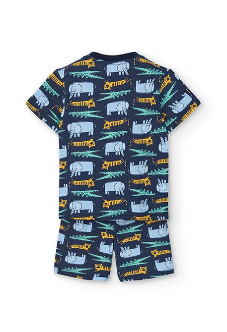Children\'s knit pyjamas with animal print in blue
