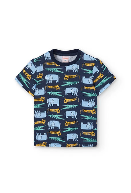 Children\'s knit pyjamas with animal print in blue