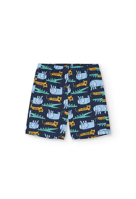 Children\'s knit pyjamas with animal print in blue