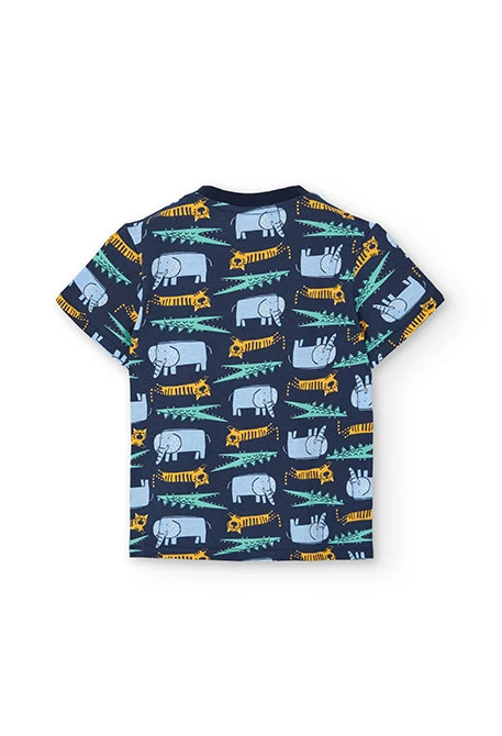 Children\'s knit pyjamas with animal print in blue