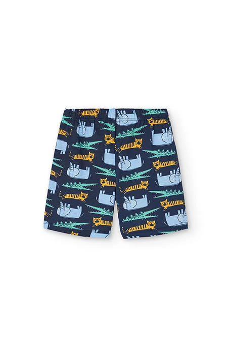 Kinder-Strickpyjama mit Tiermuster in Blau