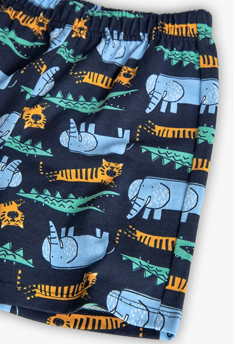 Children\'s knit pyjamas with animal print in blue