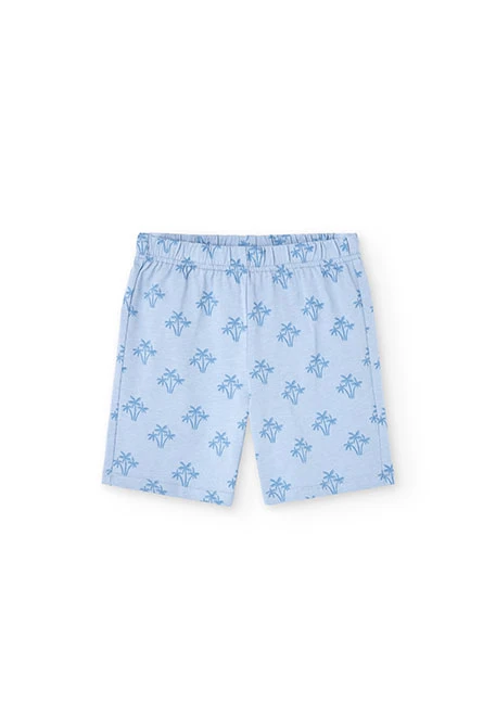 Boys\' short knit pyjamas with blue print