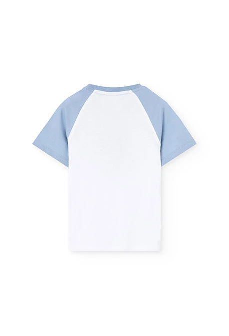 Boys\' short knit pyjamas with blue print