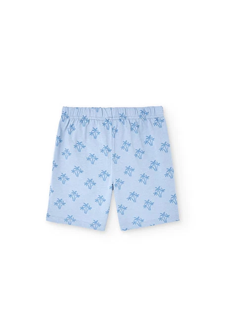 Boys\' short knit pyjamas with blue print