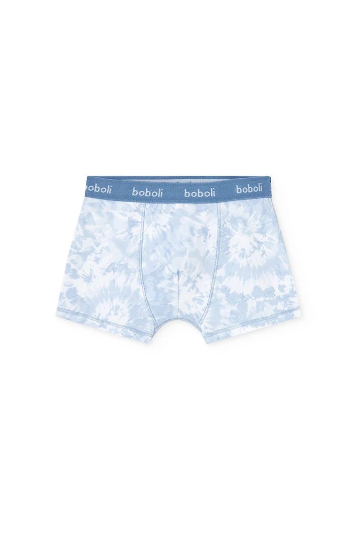 Pacco da 3 boxer in maglia per bambino in tonalità blu con stampa