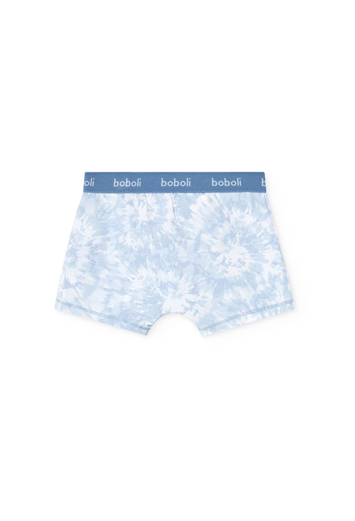 Pacco da 3 boxer in maglia per bambino in tonalità blu con stampa