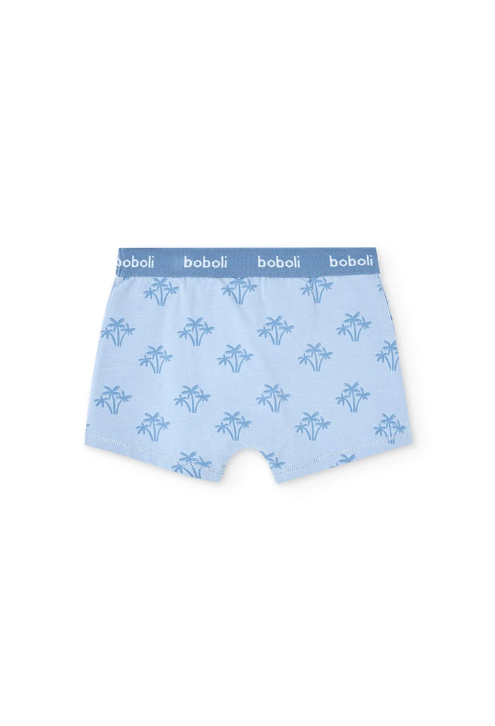 Pacco da 3 boxer in maglia per bambino in tonalità blu con stampa