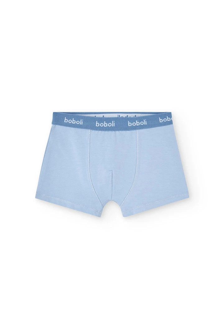 Pack of 3 knitted boys\' boxer shorts in blue tones with print
