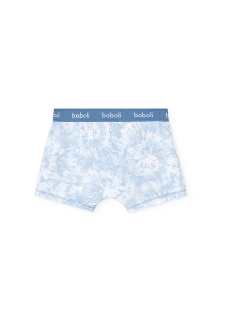 Lot de 3 boxers en maille pour garçon en tons bleus avec imprimé.