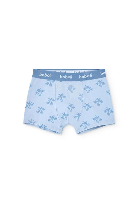 Lot de 3 boxers en maille pour garçon en tons bleus avec imprimé.