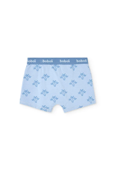 Lot de 3 boxers en maille pour garçon en tons bleus avec imprimé.