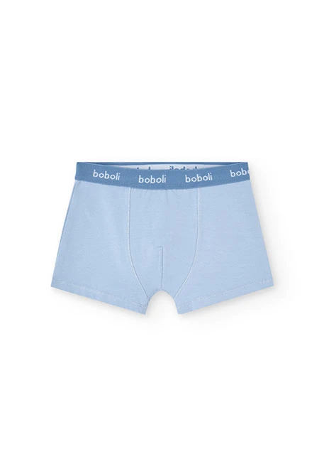 Lot de 3 boxers en maille pour garçon en tons bleus avec imprimé.