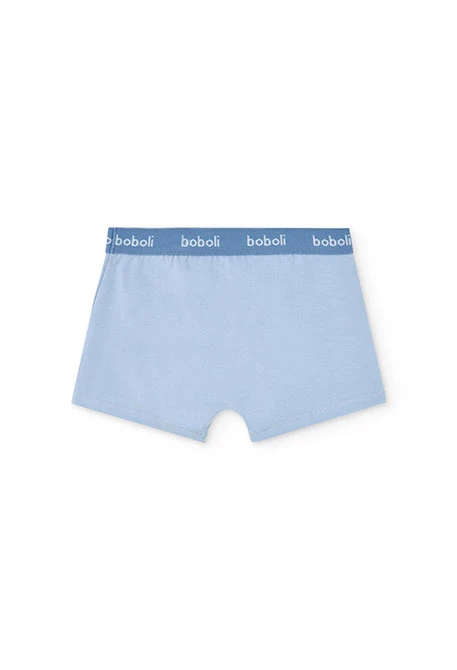 Lot de 3 boxers en maille pour garçon en tons bleus avec imprimé.