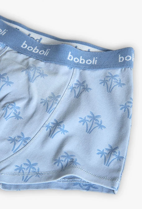 Pack of 3 knitted boys\' boxer shorts in blue tones with print