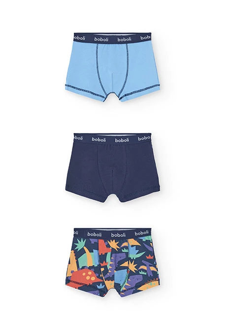 Boxers de malha dinossauros azul